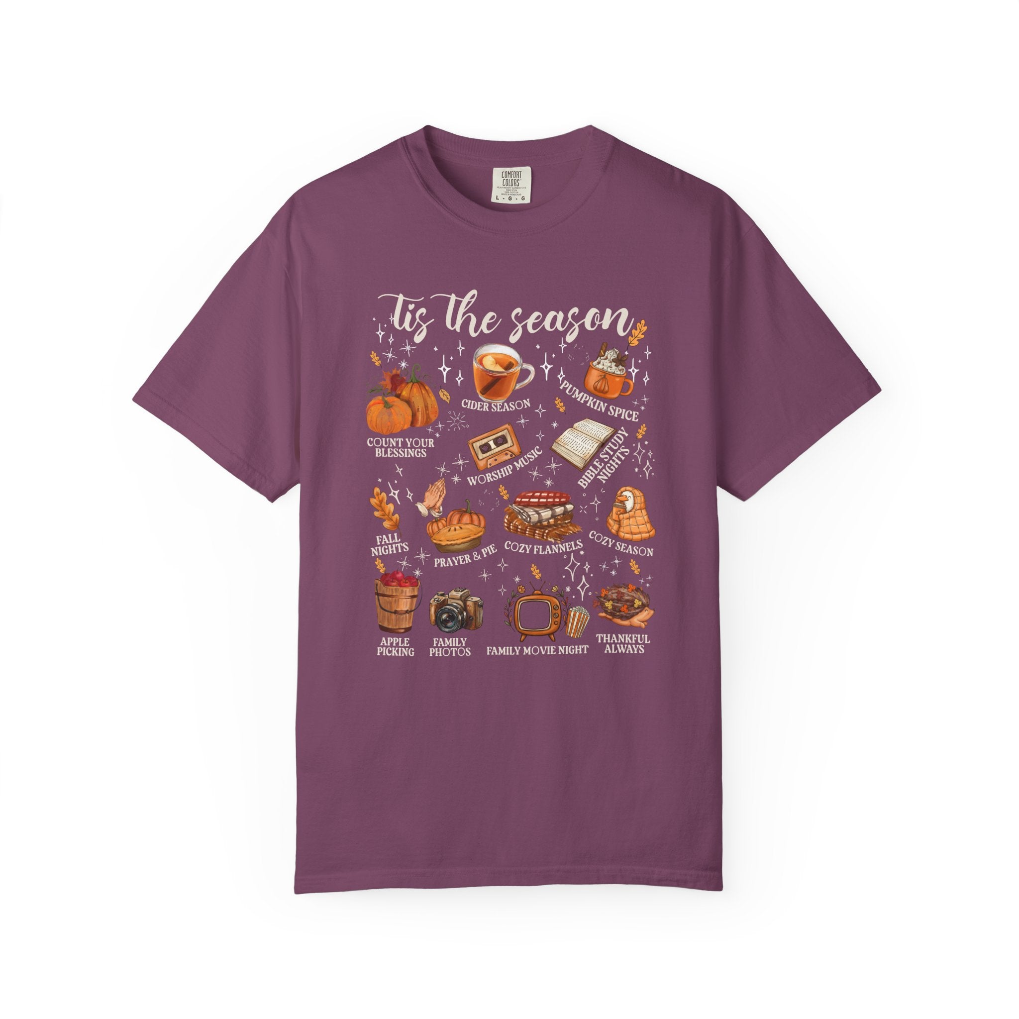 T-Shirt — "Tis the Season" Cozy Fall Icons Graphic Tee