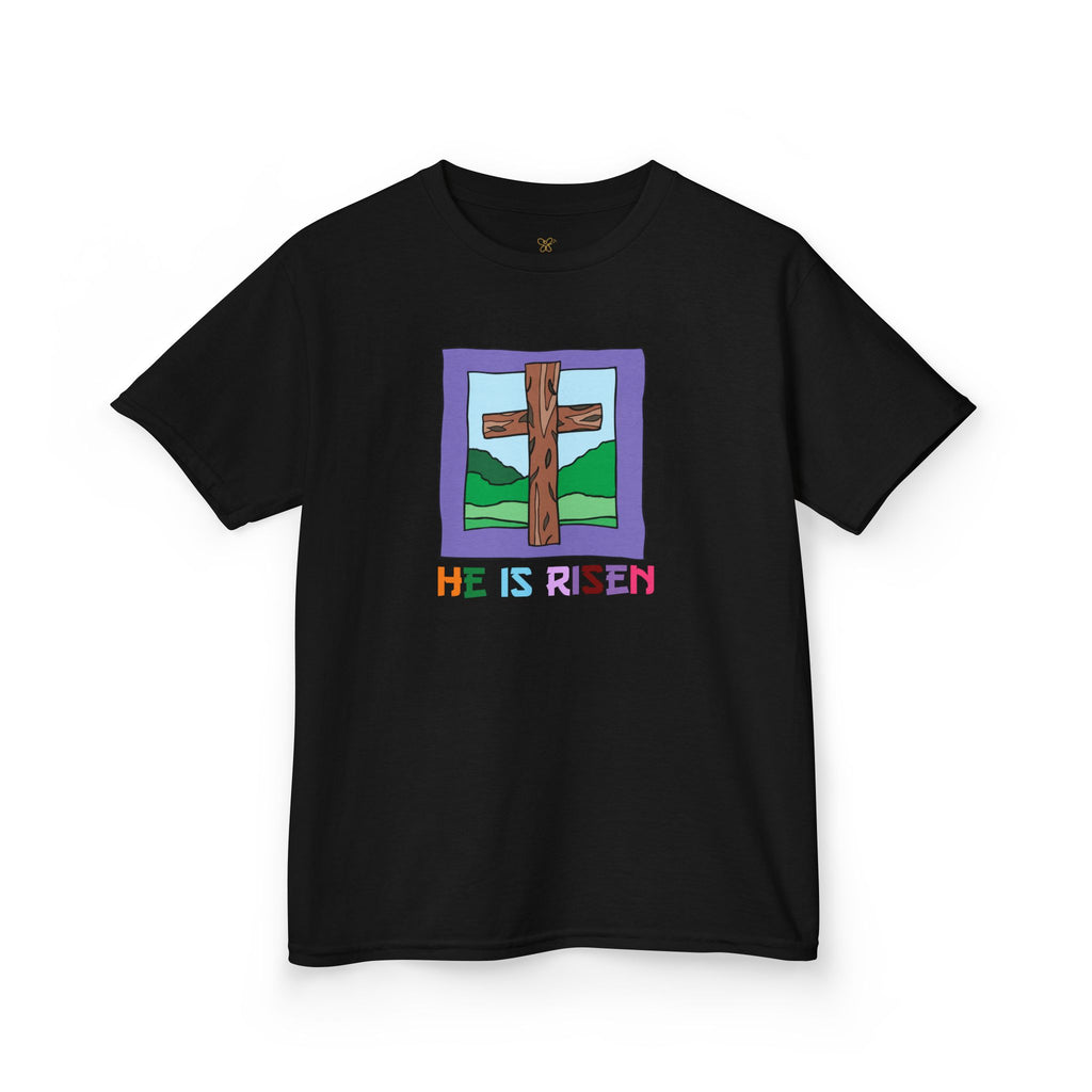 Kids 'He Is Risen' Cross T-Shirt — Easter Christian Youth Tee