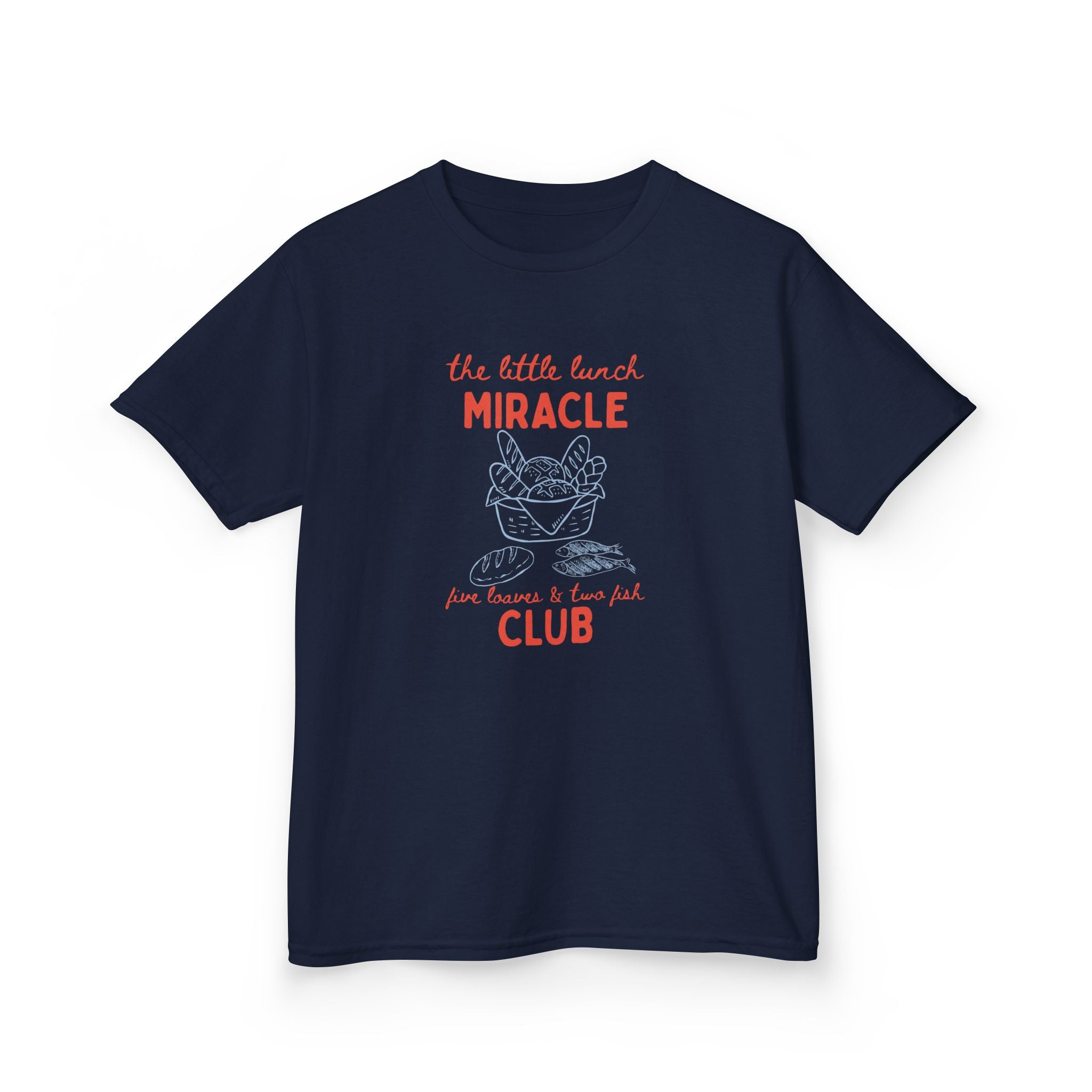 Retro "The Little Lunch Miracle" Kids Christian T-Shirt | 5 Loaves and 2 Fish Bible Story Tee