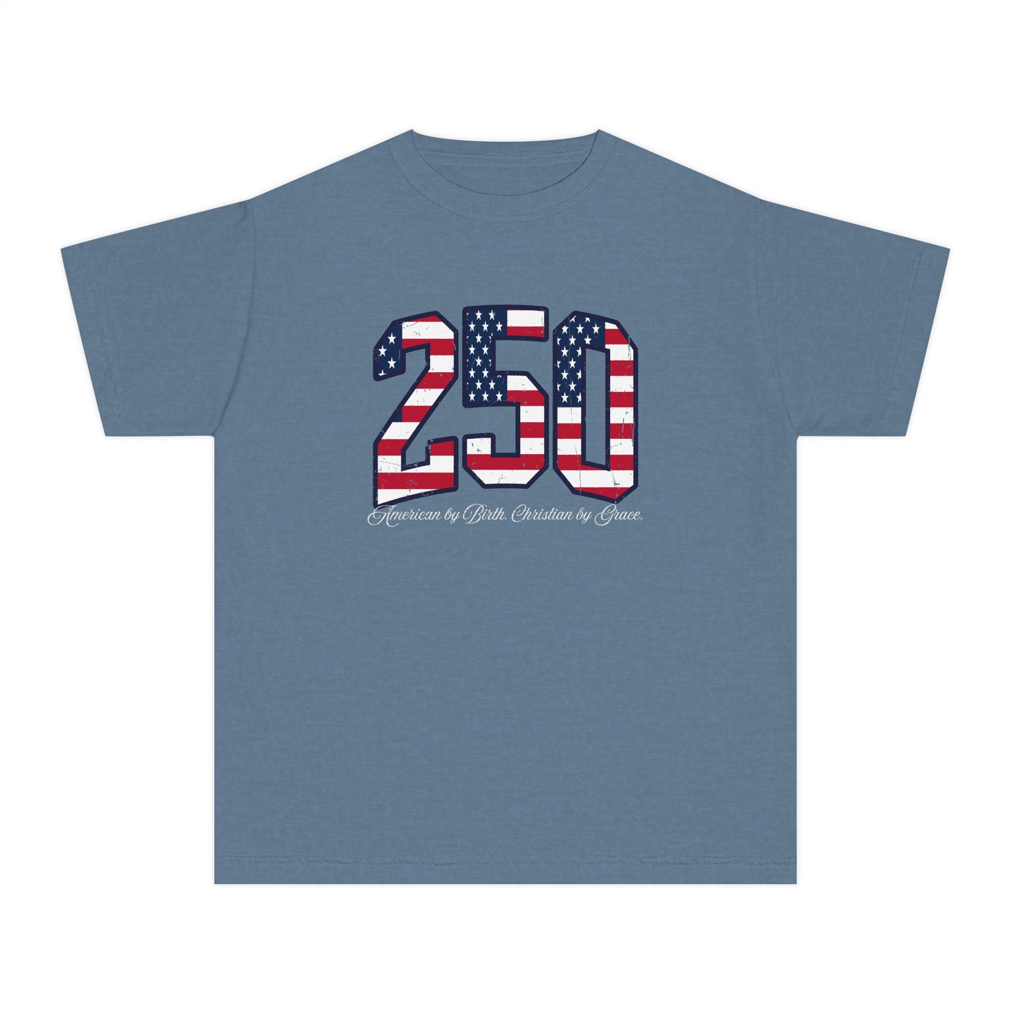 Youth Tee - "250" USA Flag Patriotic Design