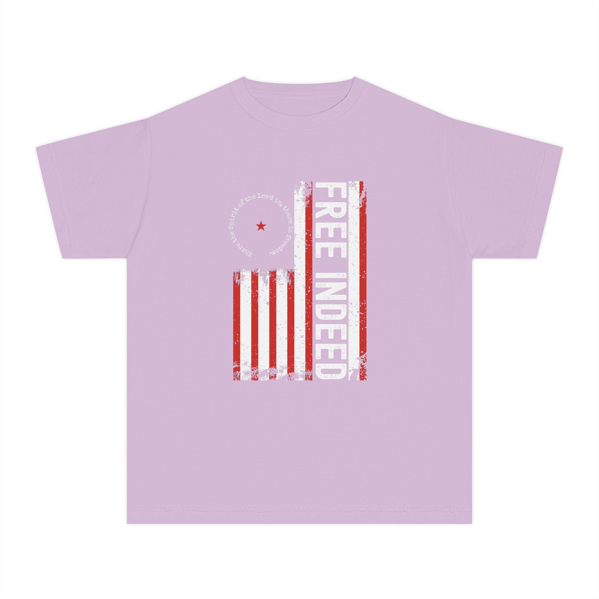 Youth Tee – "Free Indeed" Patriotic Flag Graphic