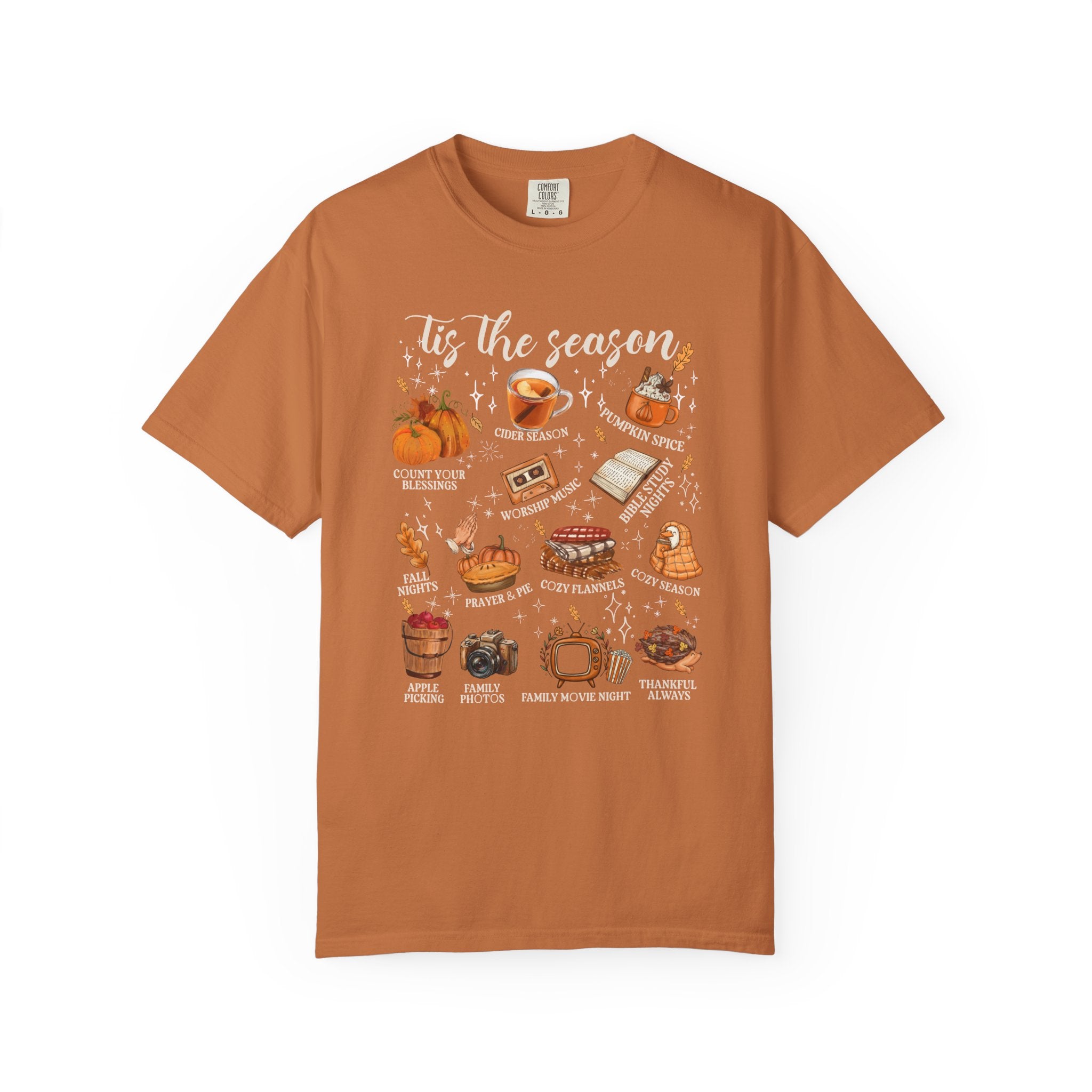 T-Shirt — "Tis the Season" Cozy Fall Icons Graphic Tee