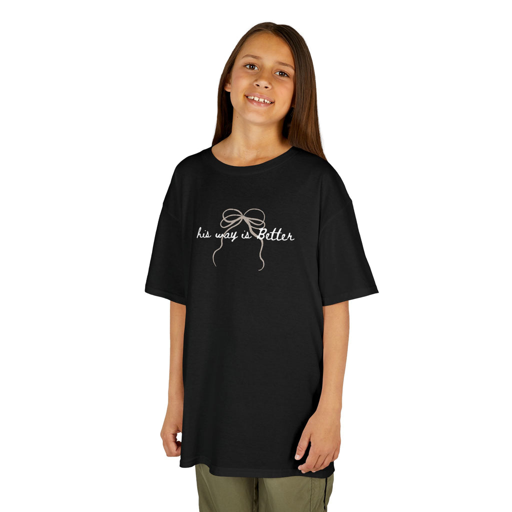 Kids T-Shirt — "His Way is Better" Bow Graphic Tee