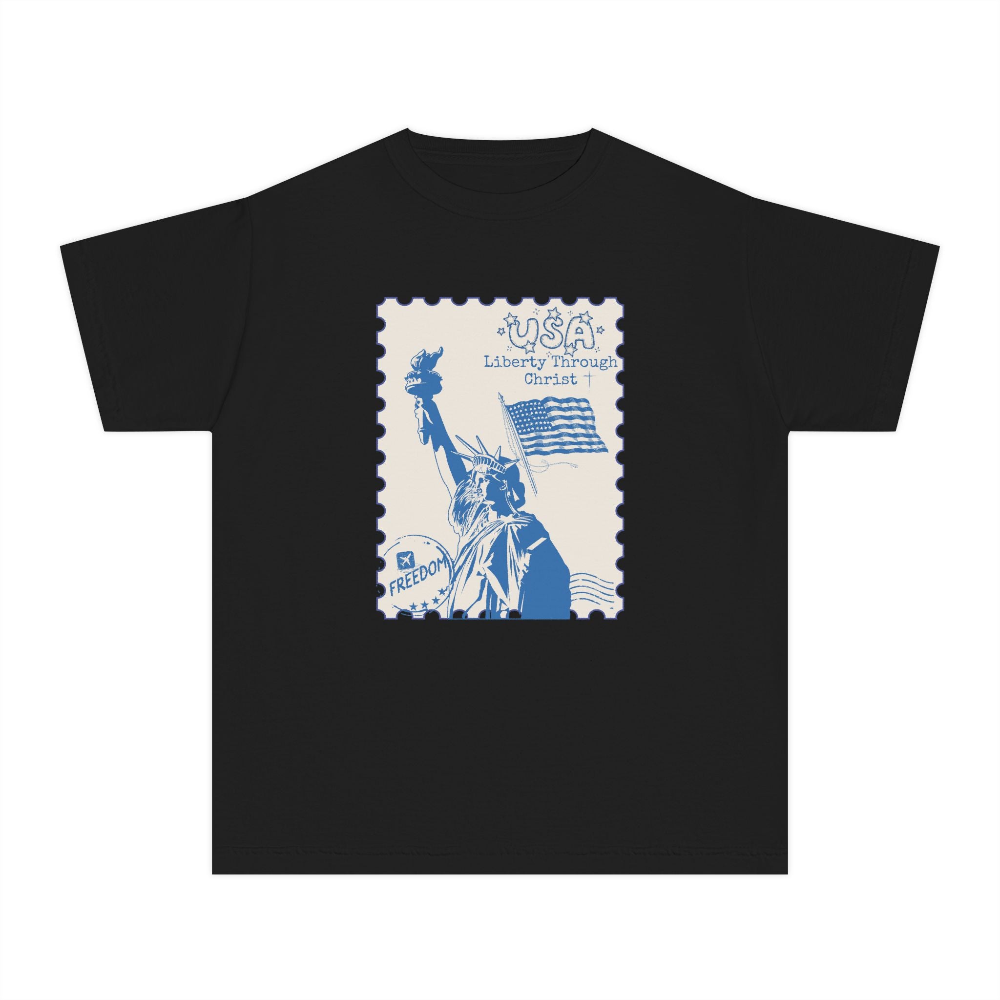 Youth Tee — Liberty Stamp Statue of Liberty Graphic (Freedom, USA)