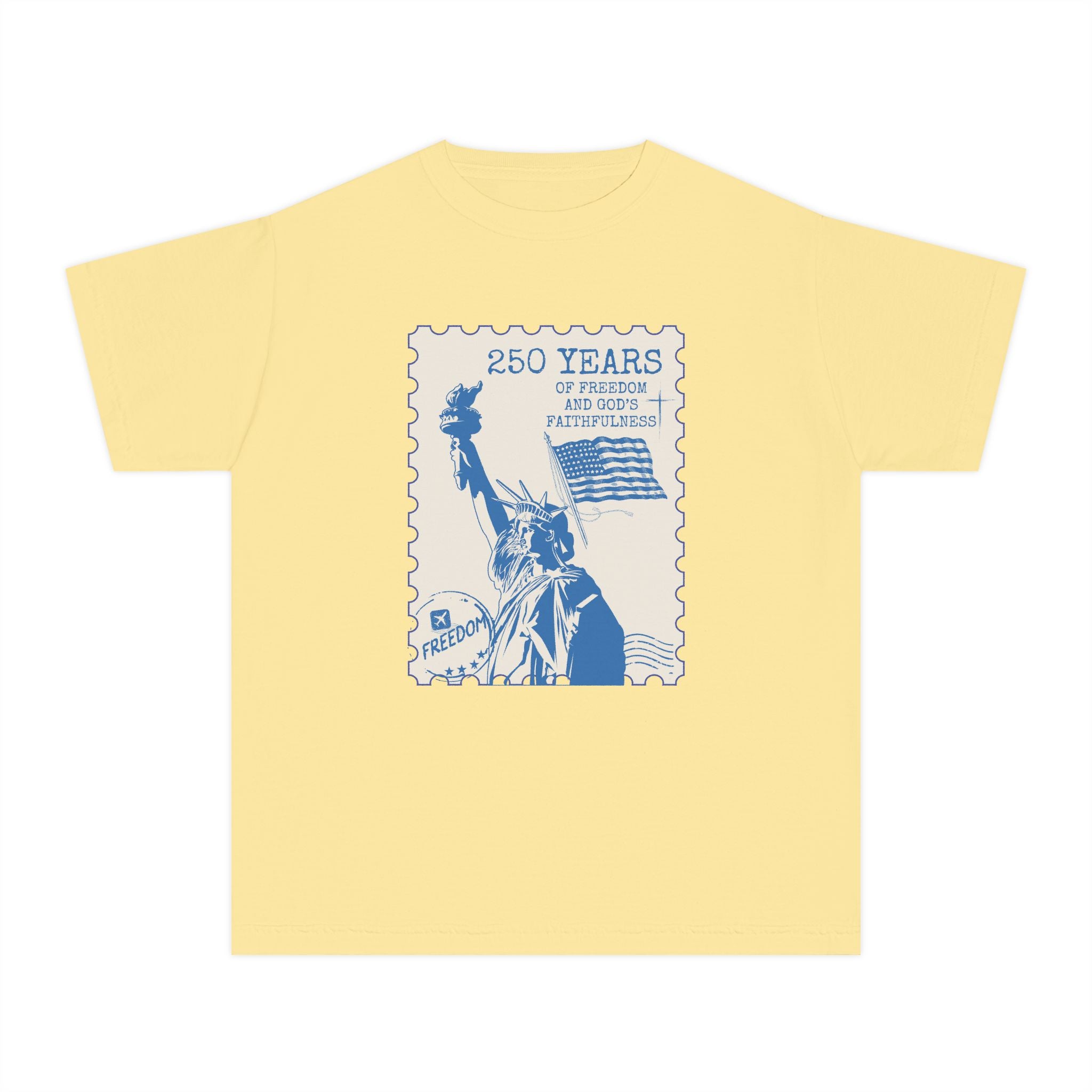 Youth Tee — Statue of Liberty 250 Years Stamp Graphic