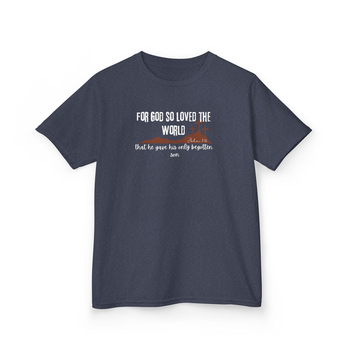 Kids T-Shirt — "For God So Loved the World" Christian Faith Tee