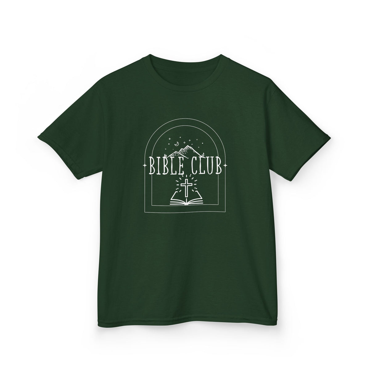 Kids Bible Club T‑Shirt — Youth Christian Church Tee with Cross & Open Bible Design