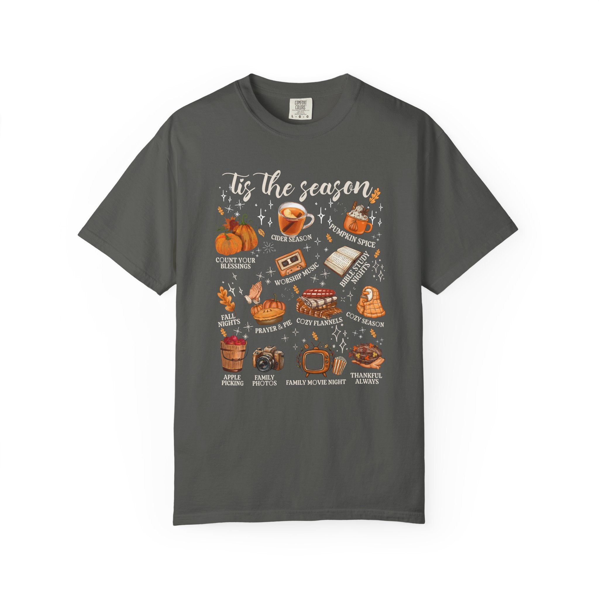 T-Shirt — "Tis the Season" Cozy Fall Icons Graphic Tee