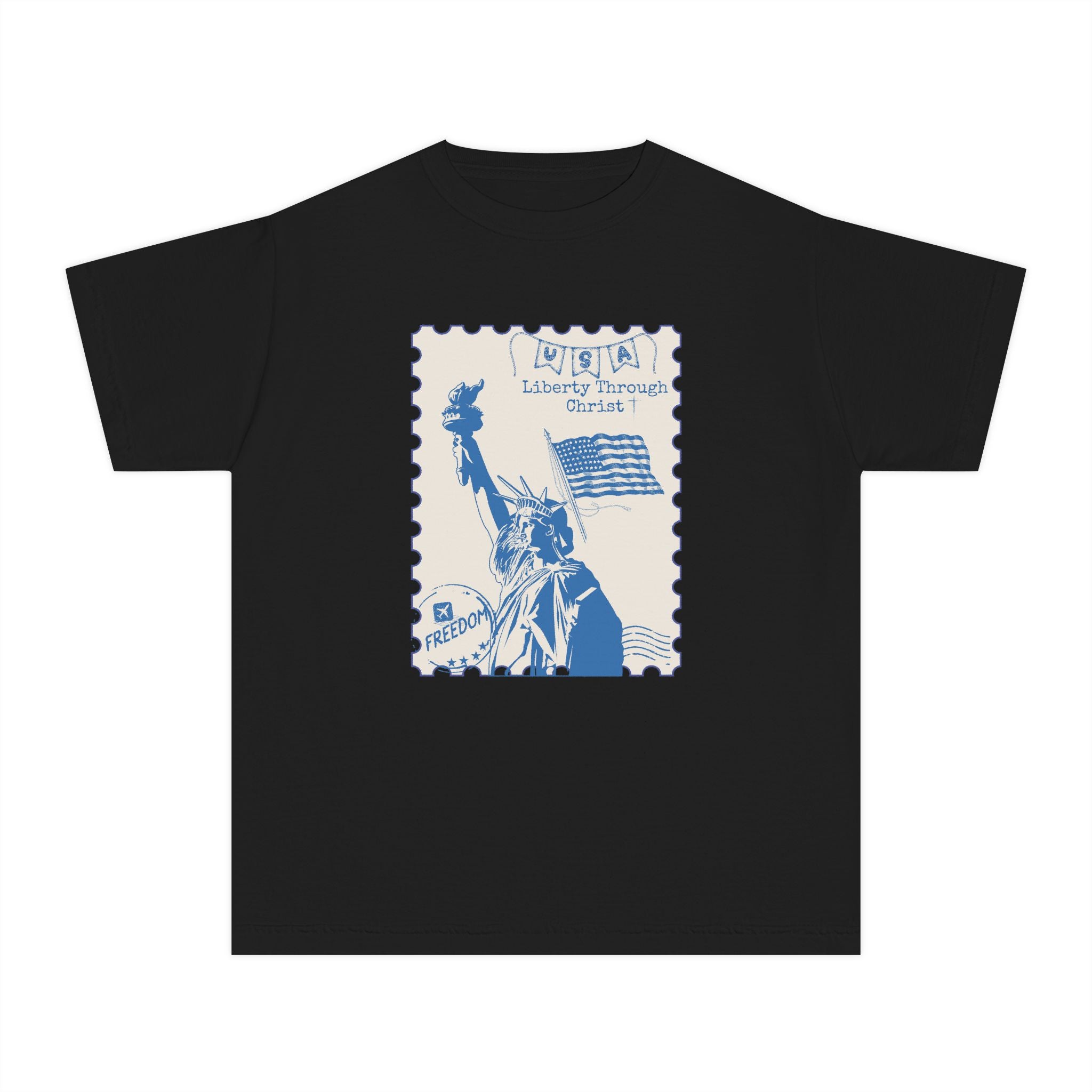 Youth Tee — Liberty Stamp Graphic (Statue of Liberty, Freedom)