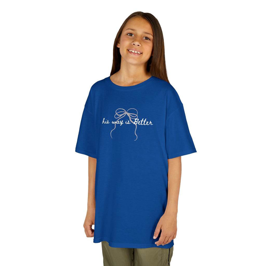 Kids T-Shirt — "His Way is Better" Bow Graphic Tee
