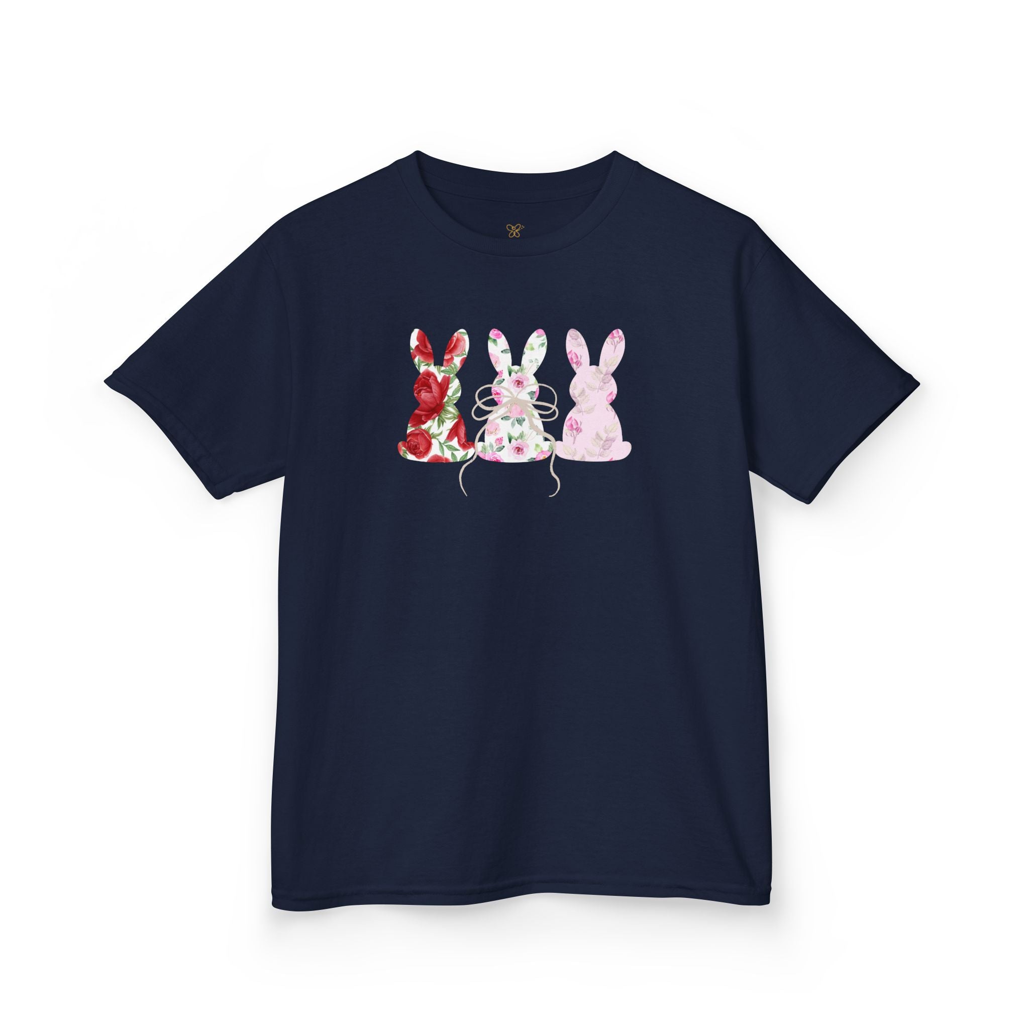 Kids Bunny Trio T‑Shirt — Floral & Pastel Easter Rabbit Tee