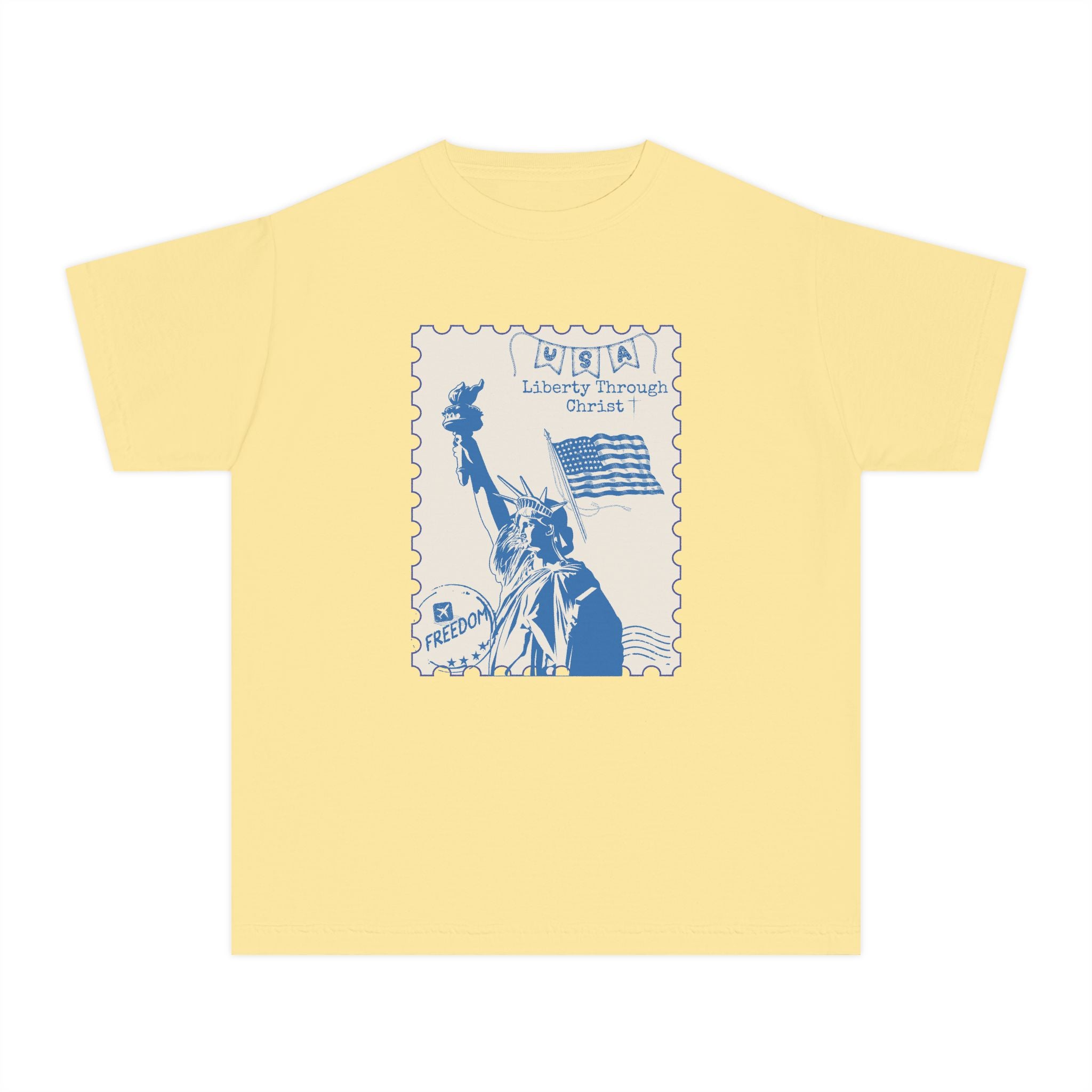 Youth Tee — Liberty Stamp Graphic (Statue of Liberty, Freedom)