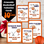 Printable Basketball Valentine Cards, Kids Classroom Valentines Day Card