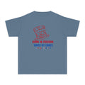 Youth Tee — "Born in Freedom. Saved by Grace." Patriotic Christian Kids T-Shirt