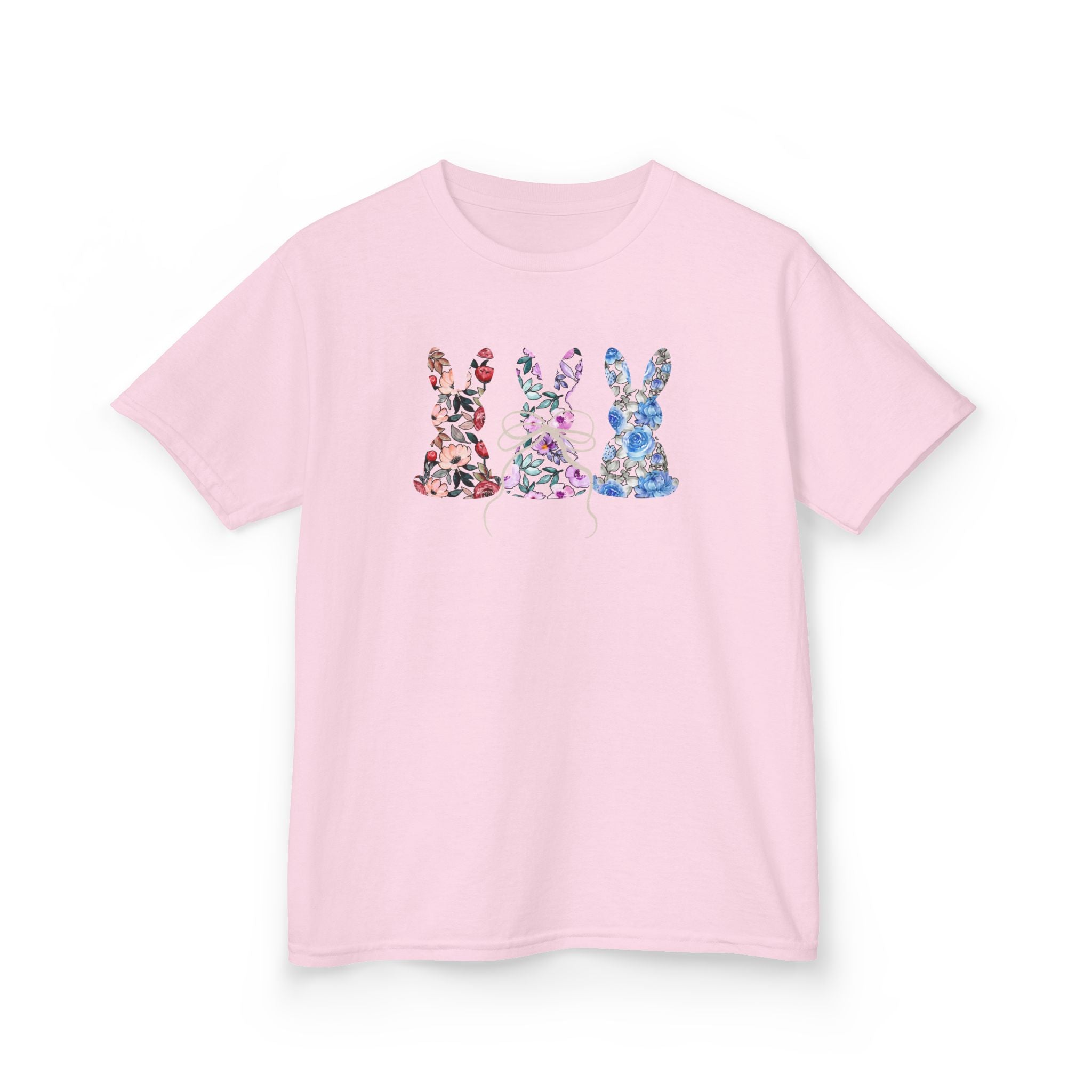 Kids Floral Bunny T-Shirt — Colorful Easter Rabbit Trio Tee