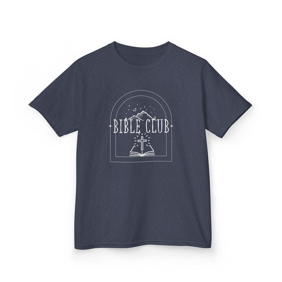 Kids Bible Club T‑Shirt — Youth Christian Church Tee with Cross & Open Bible Design