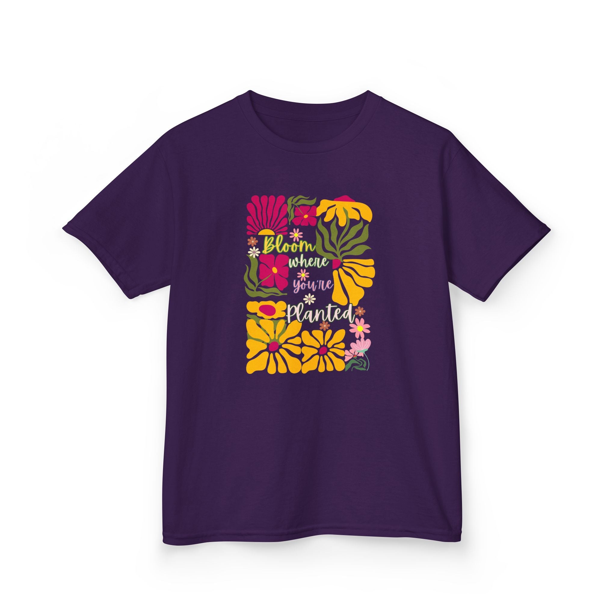 Kids T‑Shirt — "Bloom Where You're Planted" Floral Graphic Tee