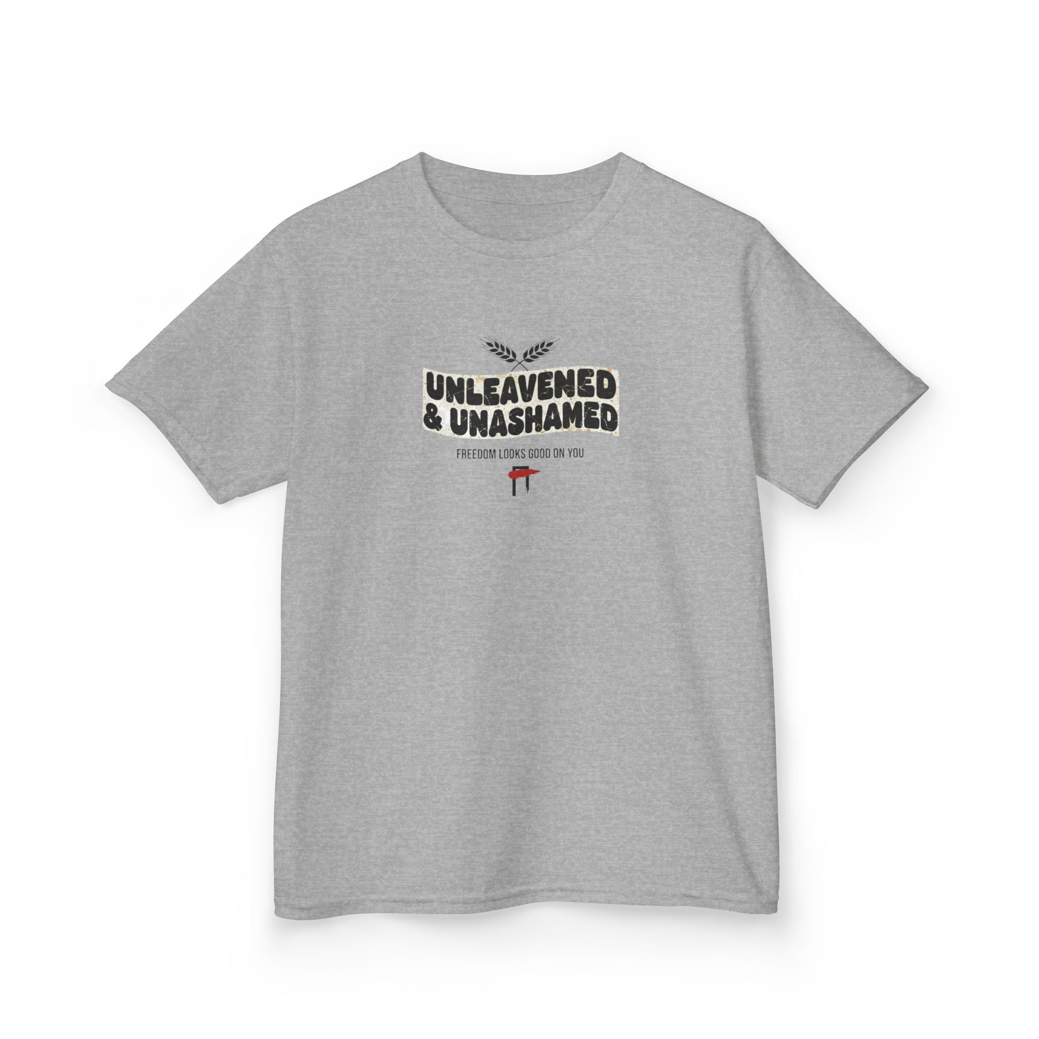 Kids T‑Shirt — "Unleavened & Unashamed" Funny Bible Easter Tee for Kids