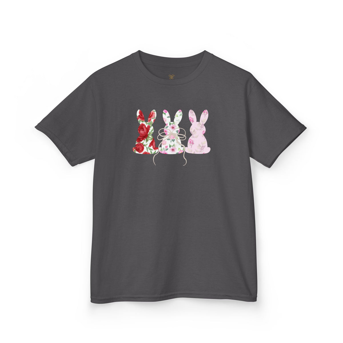 Kids Bunny Trio T‑Shirt — Floral & Pastel Easter Rabbit Tee