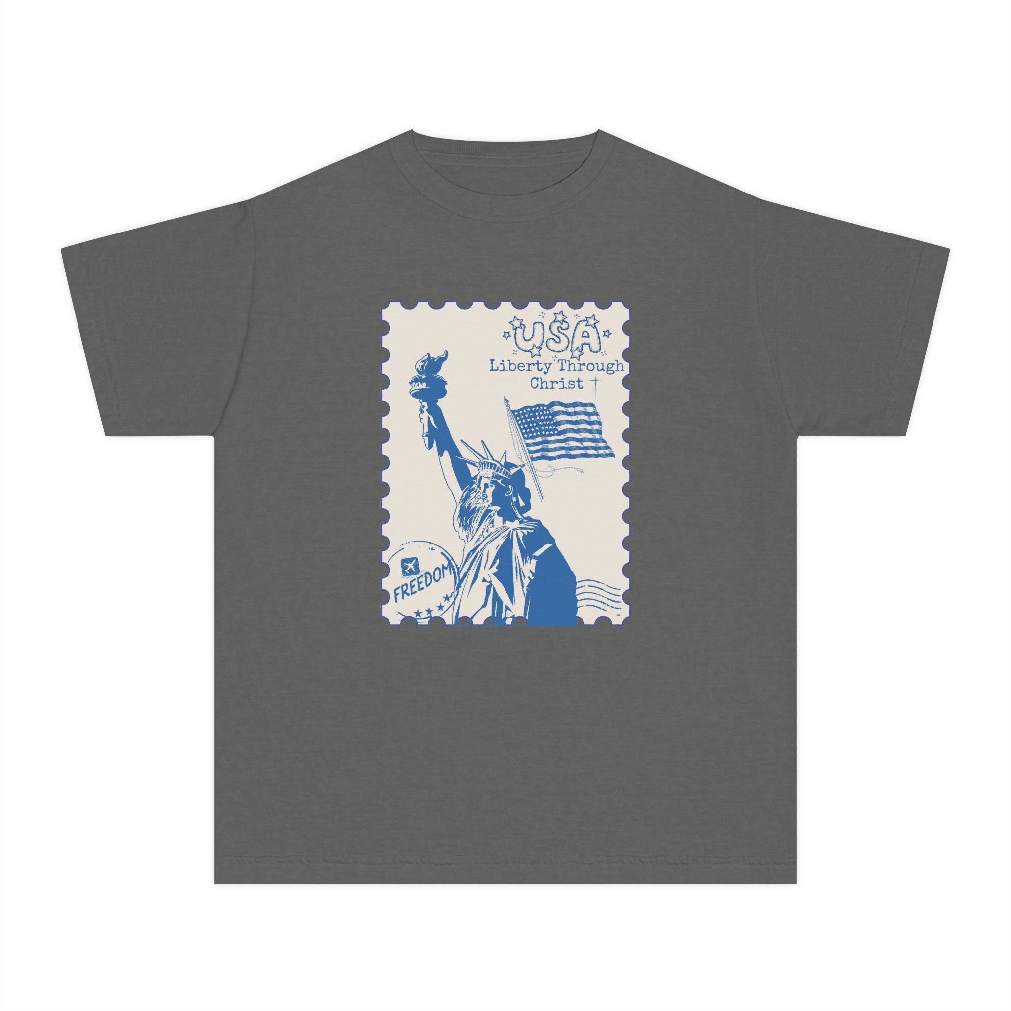 Youth Tee — Liberty Stamp Statue of Liberty Graphic (Freedom, USA)