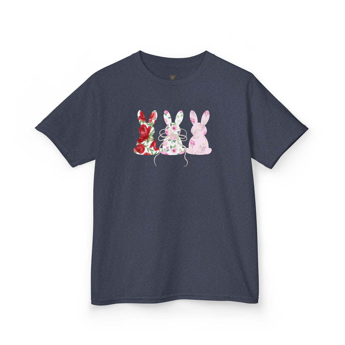 Kids Bunny Trio T‑Shirt — Floral & Pastel Easter Rabbit Tee
