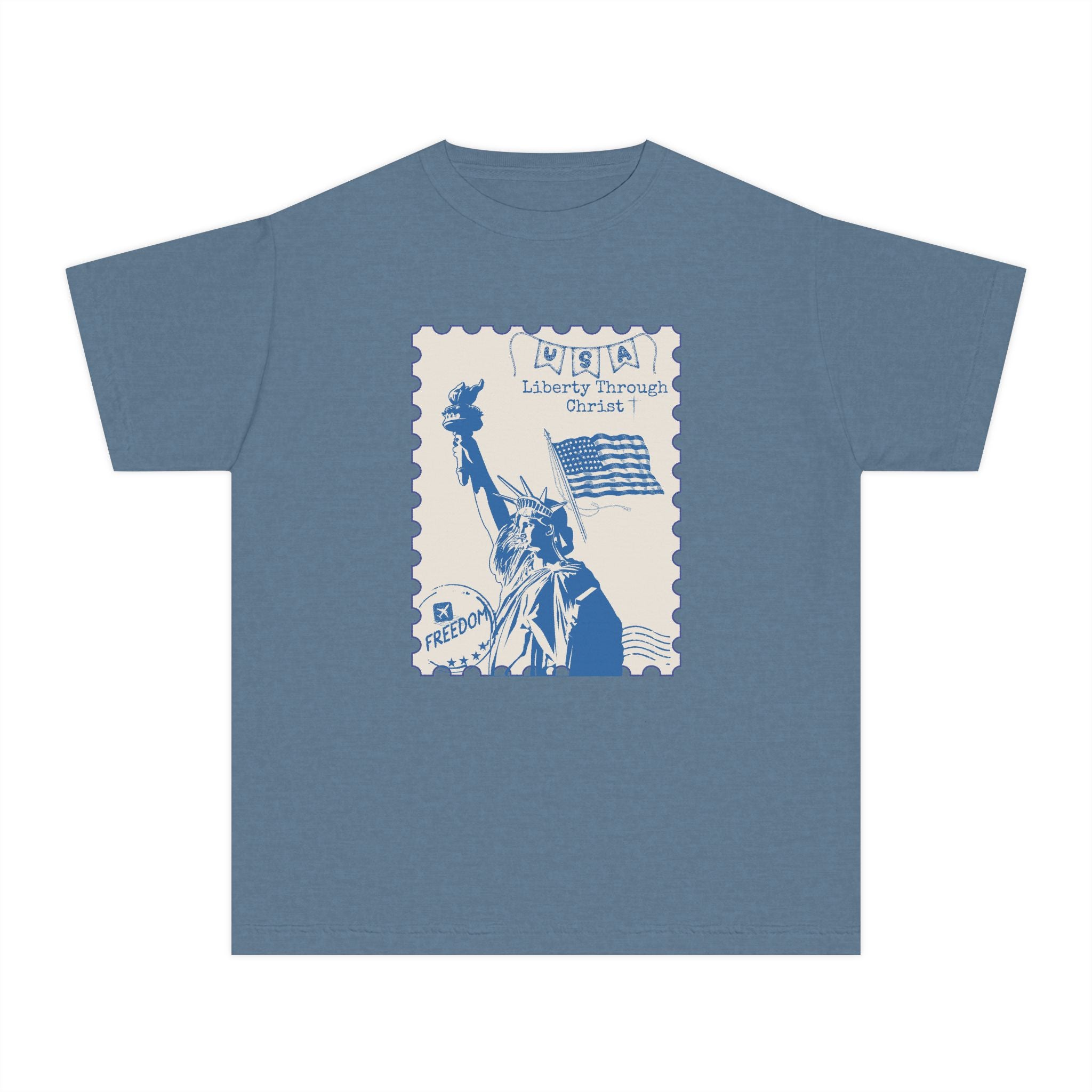 Youth Tee — Liberty Stamp Graphic (Statue of Liberty, Freedom)
