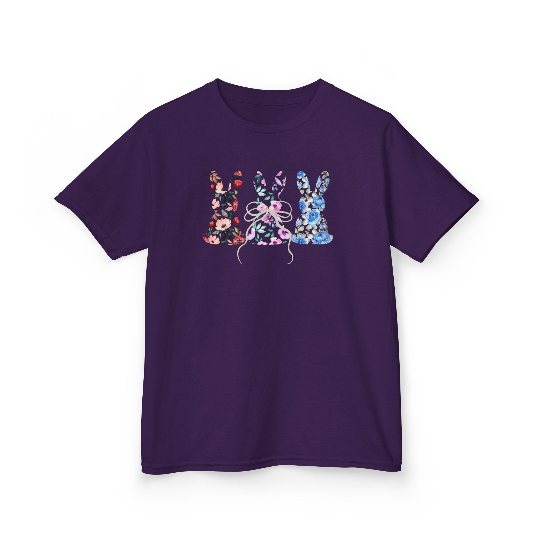 Kids Floral Bunny T-Shirt — Colorful Easter Rabbit Trio Tee