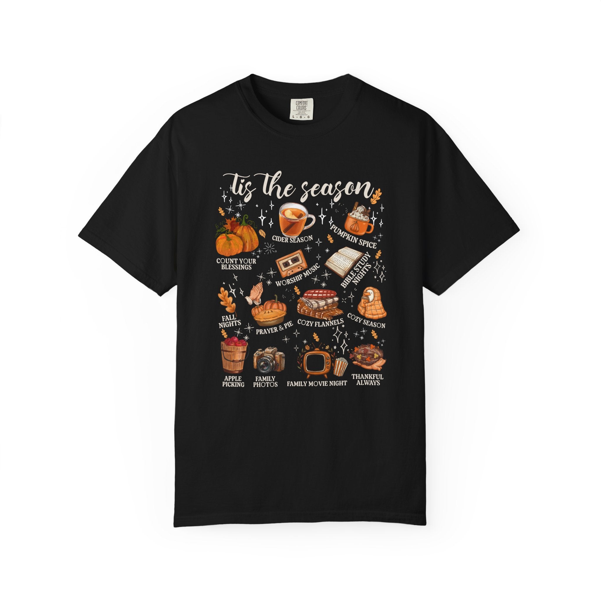 T-Shirt — "Tis the Season" Cozy Fall Icons Graphic Tee