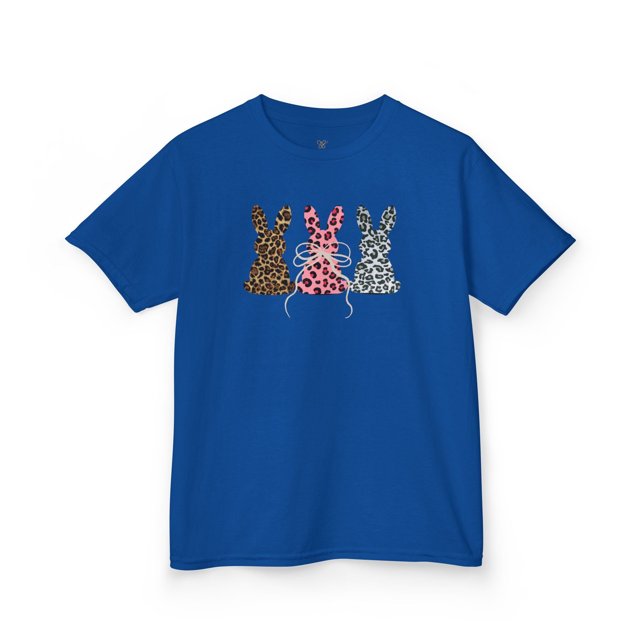 Kids Tee — Leopard Print Trio Bunny Easter Shirt