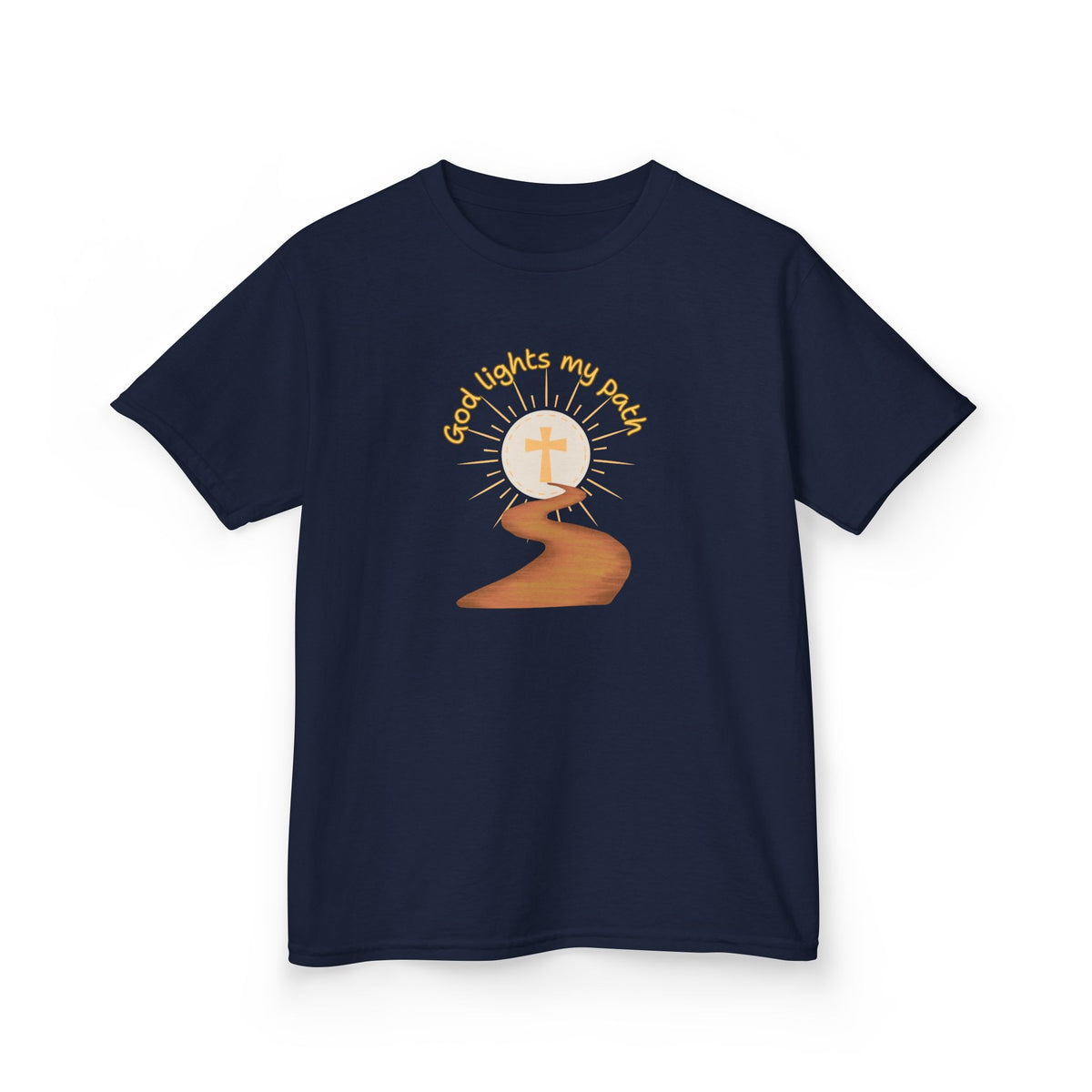 Kids T-Shirt "God Lights My Path" Christian Cross Graphic