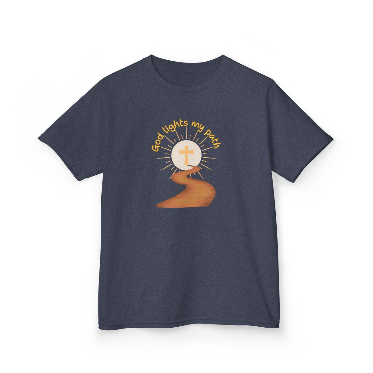 Kids T-Shirt "God Lights My Path" Christian Cross Graphic
