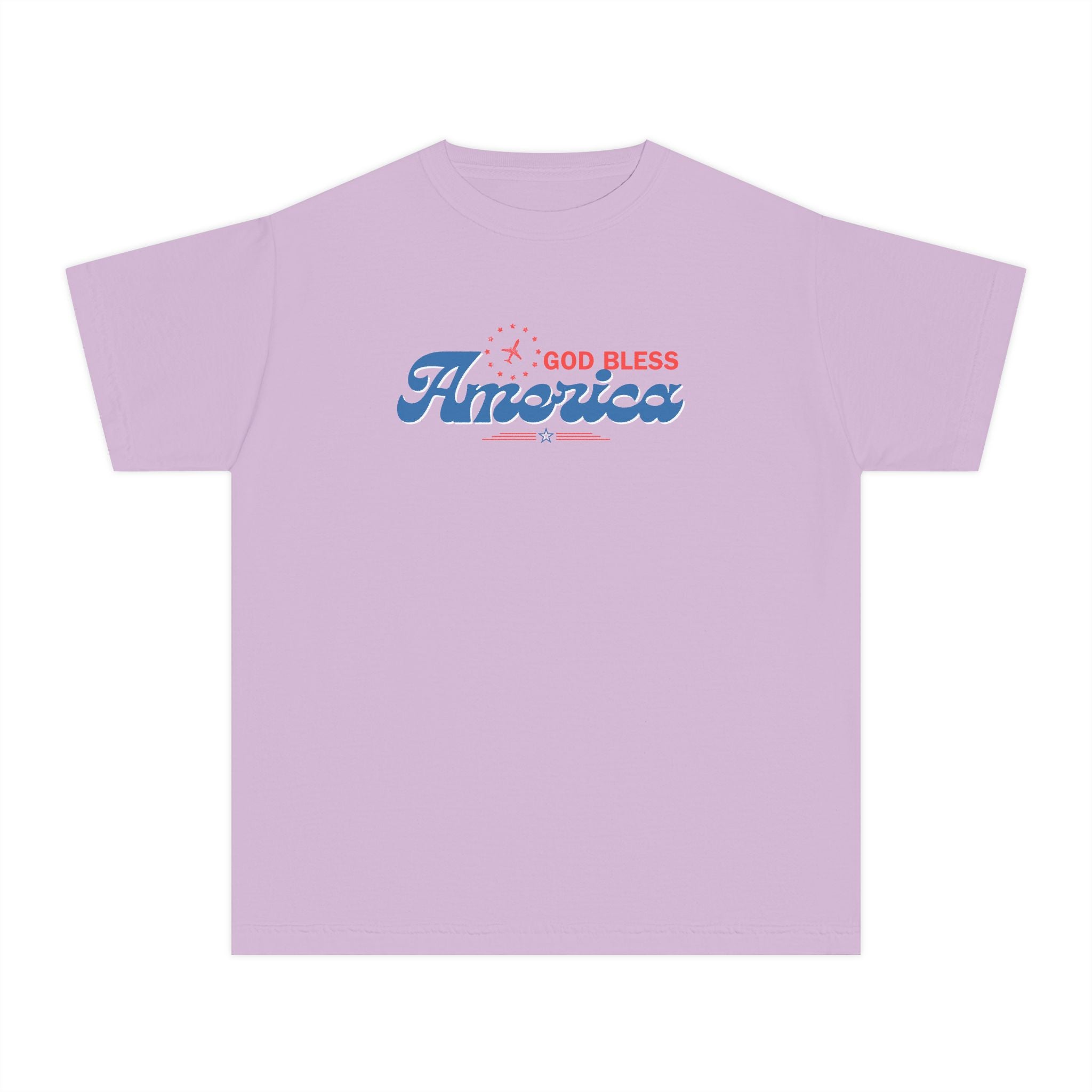 God Bless America Youth Tee - Patriotic Stars & Stripes Graphic Shirt