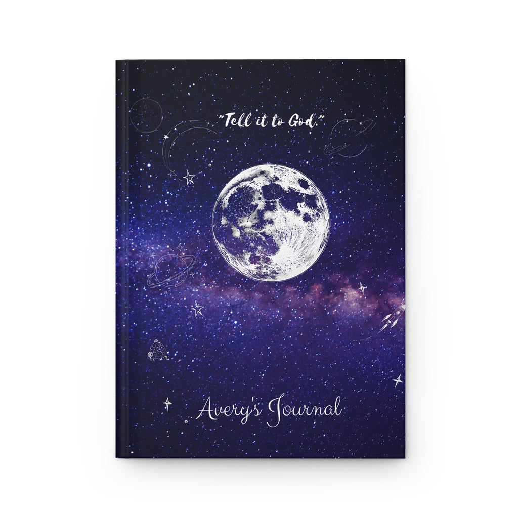 "Tell it to God" Personalized Prayer Diary- Purple Nebula Hardcover Journal