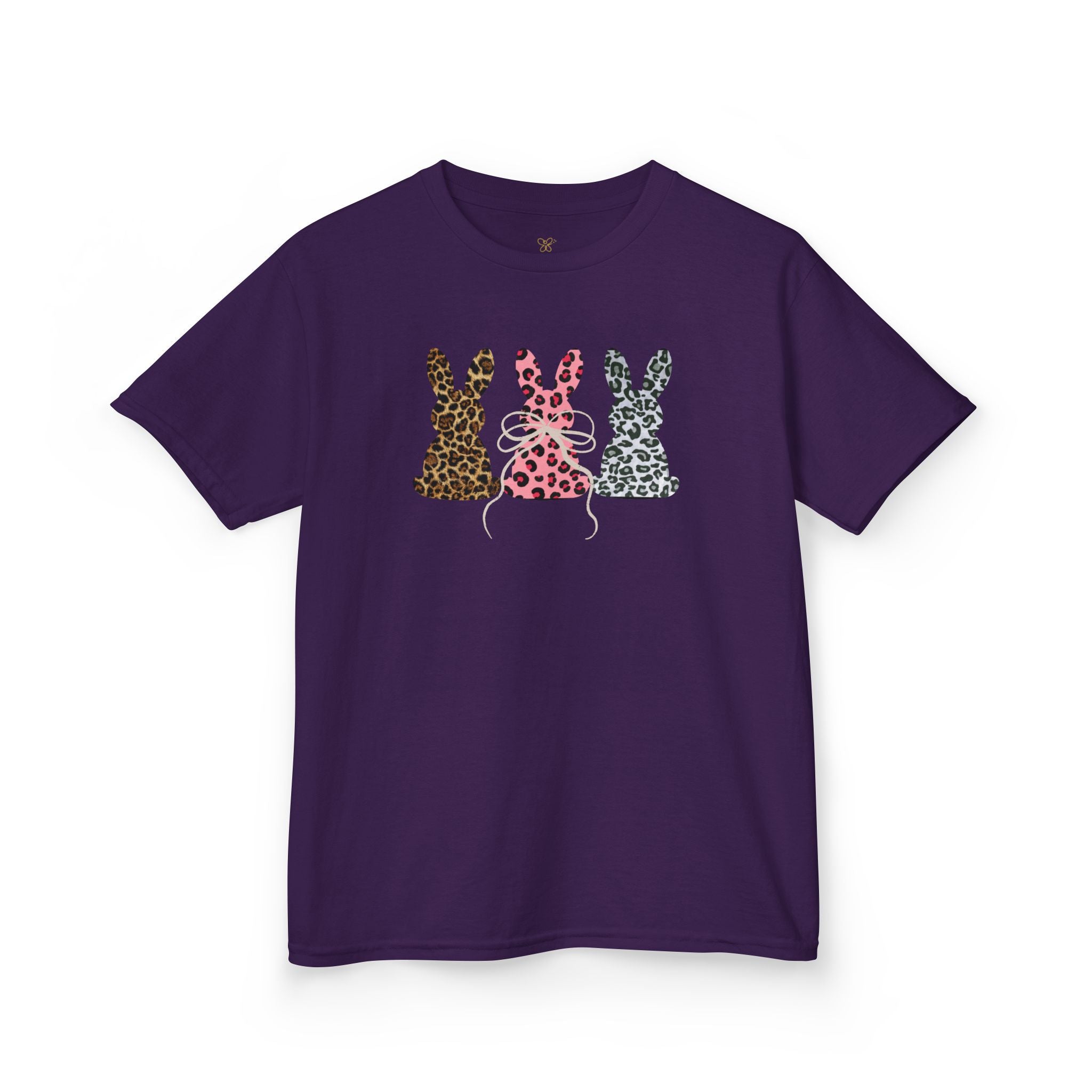 Kids Tee — Leopard Print Trio Bunny Easter Shirt