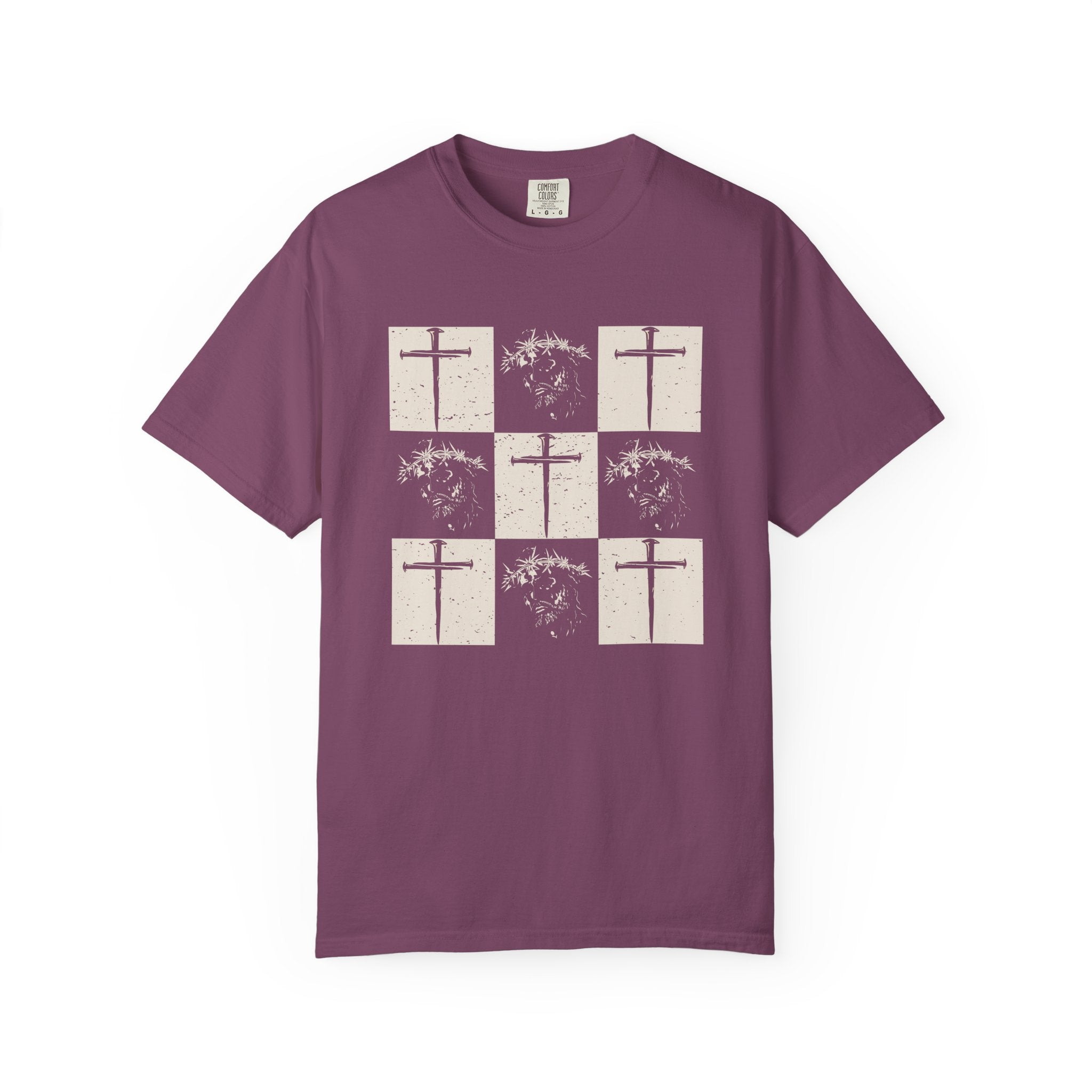 Crown of thorns & Cross Square Grid Tee