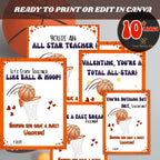 Printable Basketball Valentine Cards, Kids Classroom Valentines Day Card