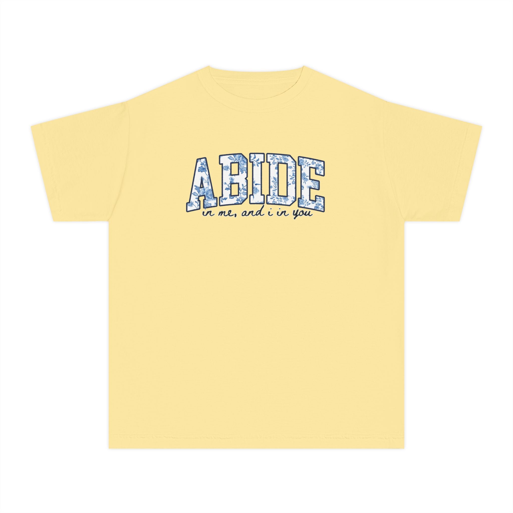 Youth Tee — 'ABIDE' Floral Graphic T-Shirt