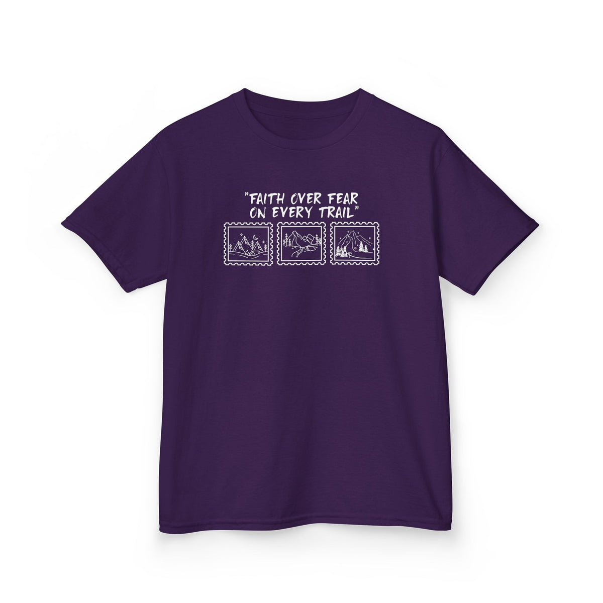 Kids Tee — "Faith Over Fear on Every Trail" Adventure Graphic Shirt