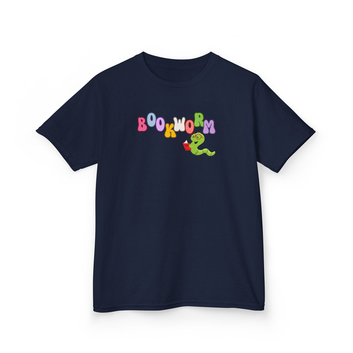 Kids "Bookworm" Graphic Tee — Colorful Reading Worm Shirt for Little Readers
