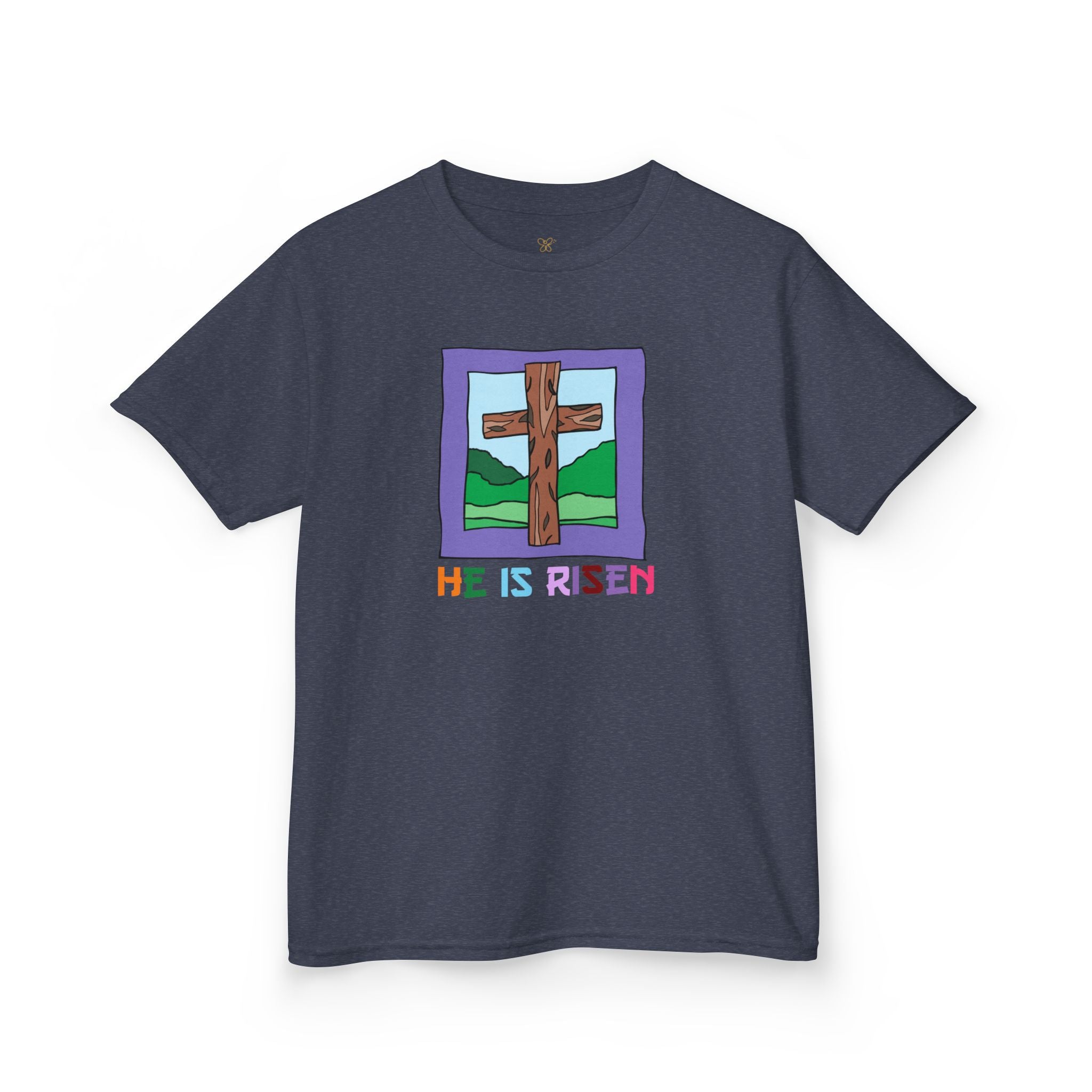 Kids 'He Is Risen' Cross T-Shirt — Easter Christian Youth Tee