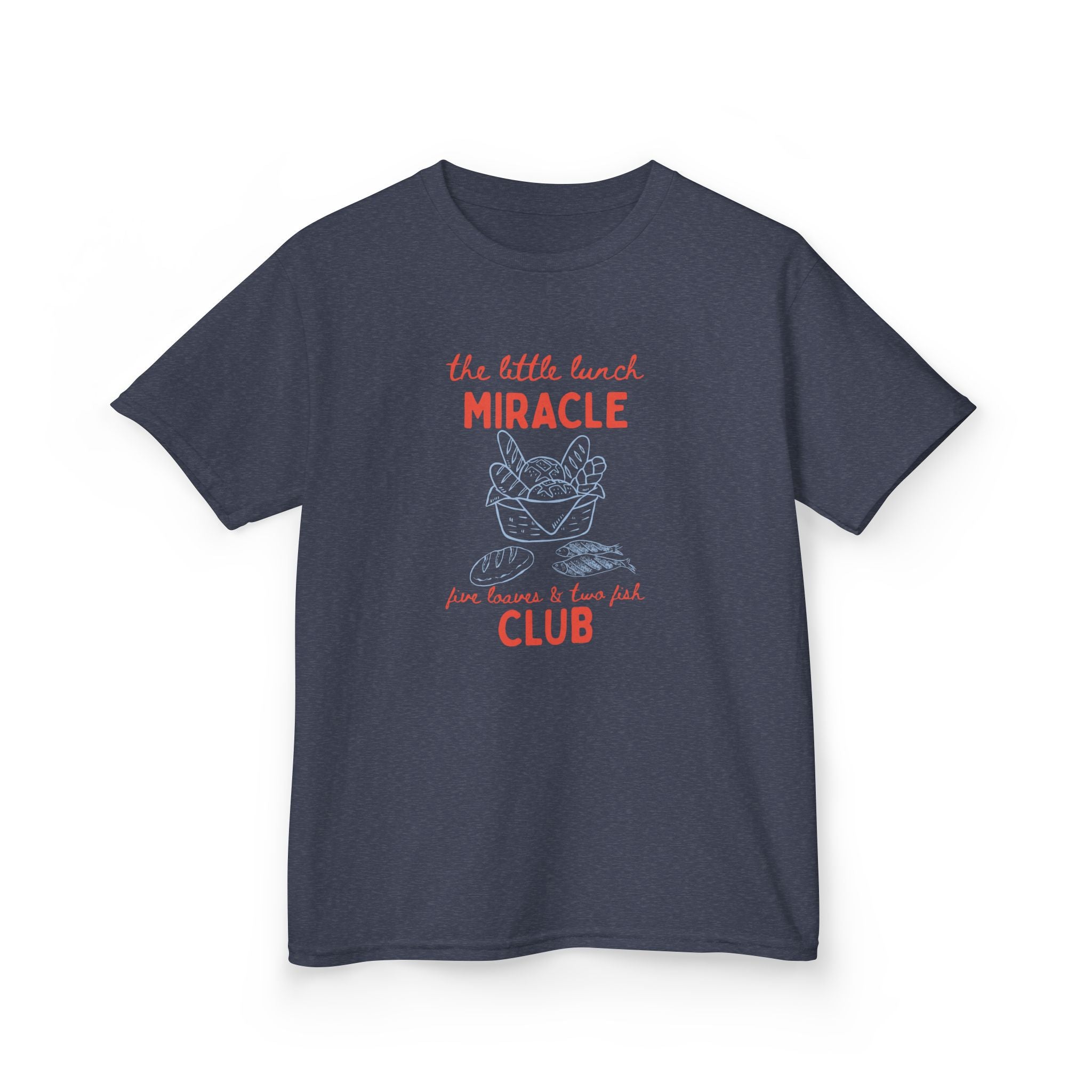 Retro "The Little Lunch Miracle" Kids Christian T-Shirt | 5 Loaves and 2 Fish Bible Story Tee