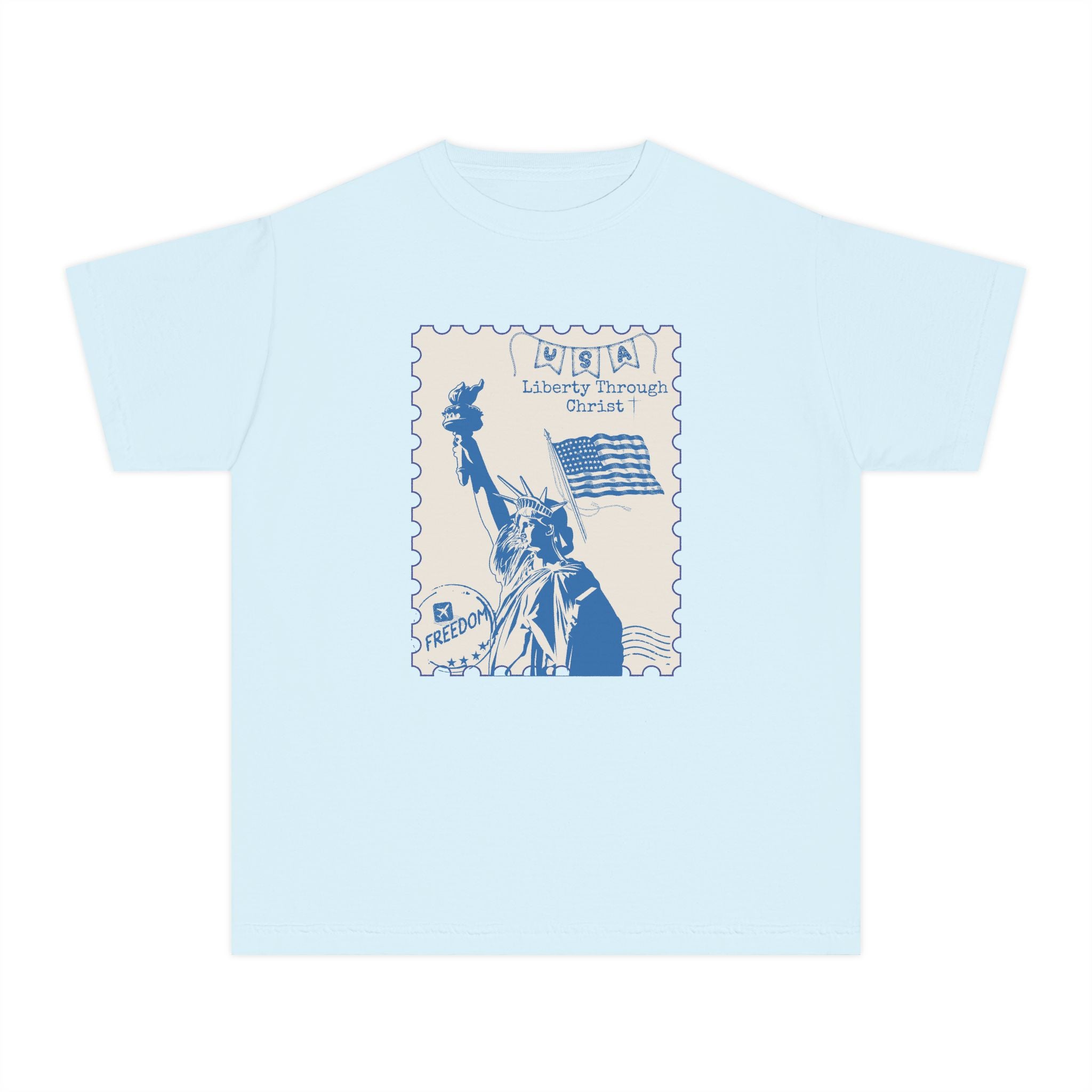 Youth Tee — Liberty Stamp Graphic (Statue of Liberty, Freedom)