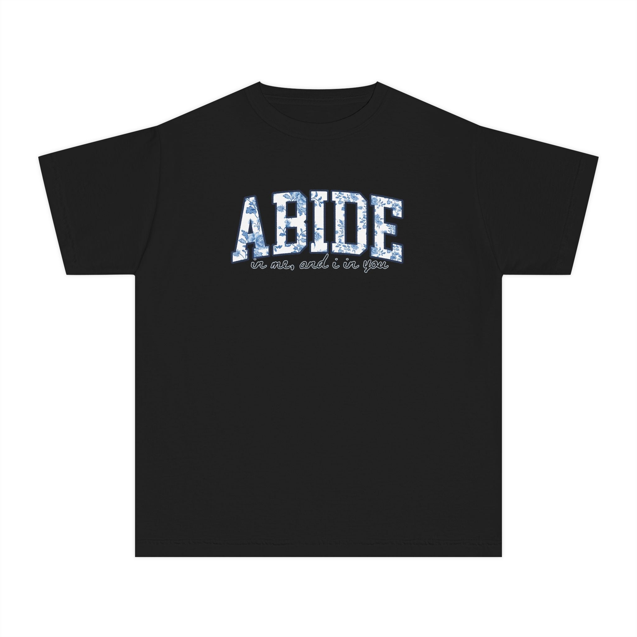 Youth Tee — 'ABIDE' Floral Graphic T-Shirt