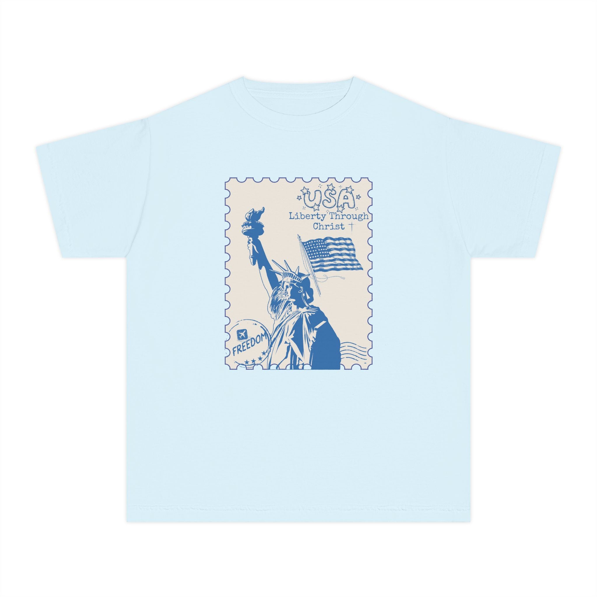 Youth Tee — Liberty Stamp Statue of Liberty Graphic (Freedom, USA)