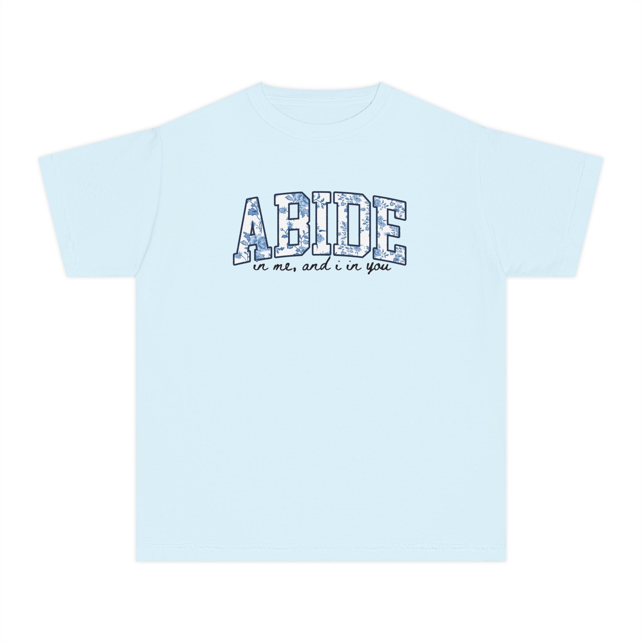 Youth Tee — 'ABIDE' Floral Graphic T-Shirt