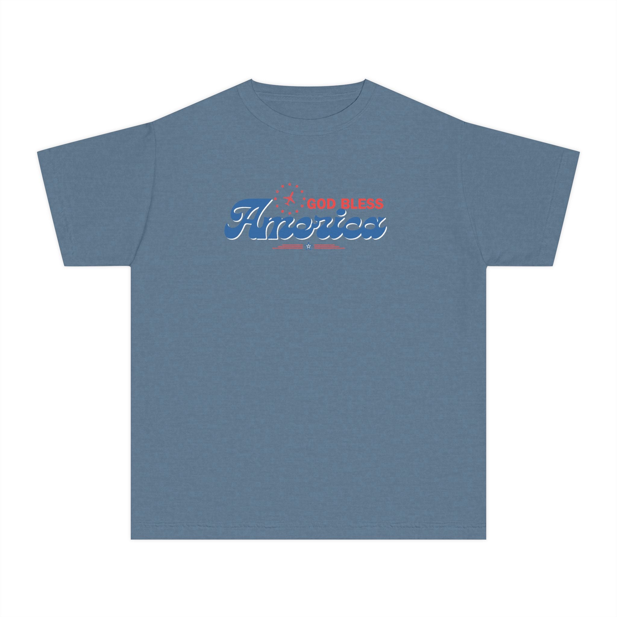God Bless America Youth Tee - Patriotic Stars & Stripes Graphic Shirt