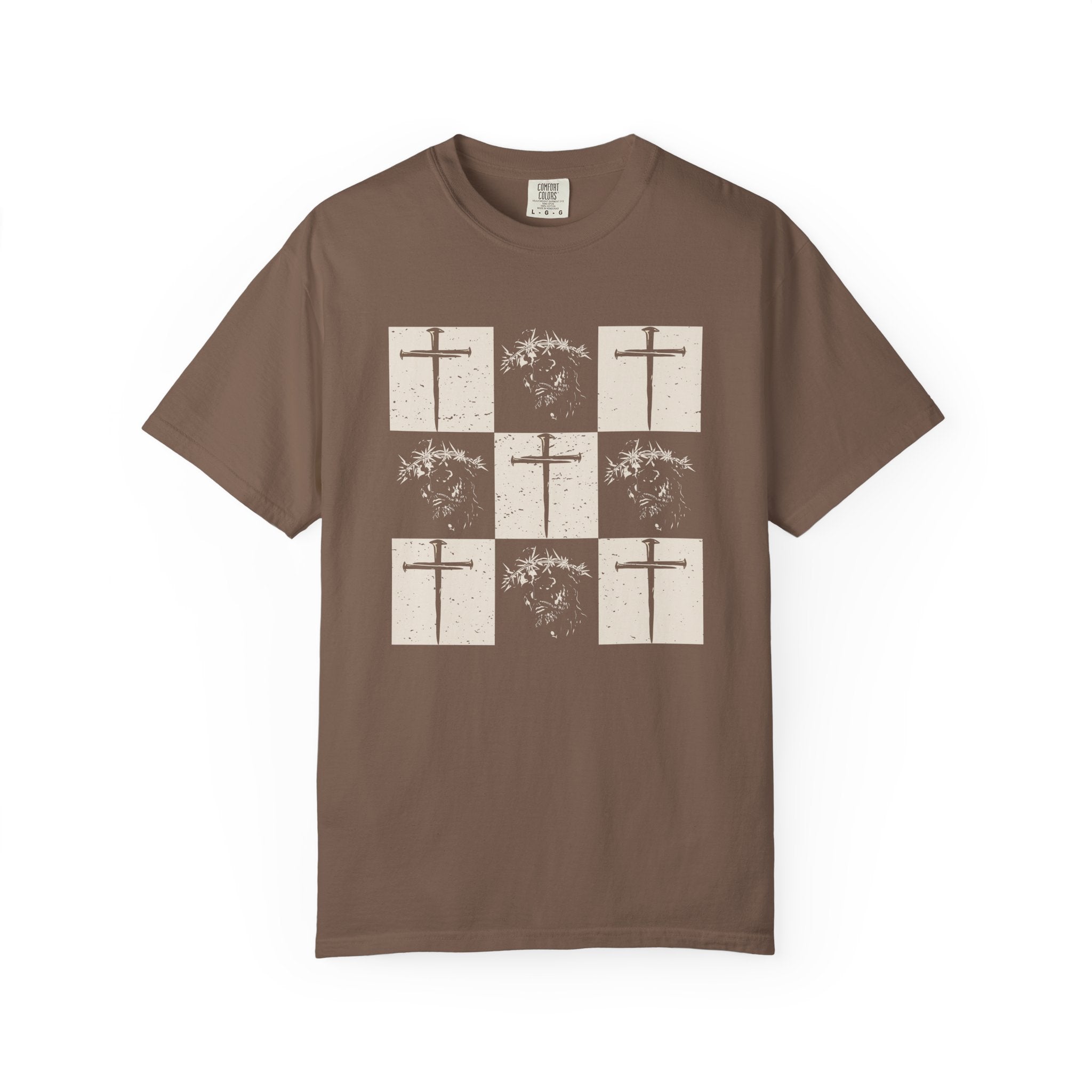 Crown of thorns & Cross Square Grid Tee