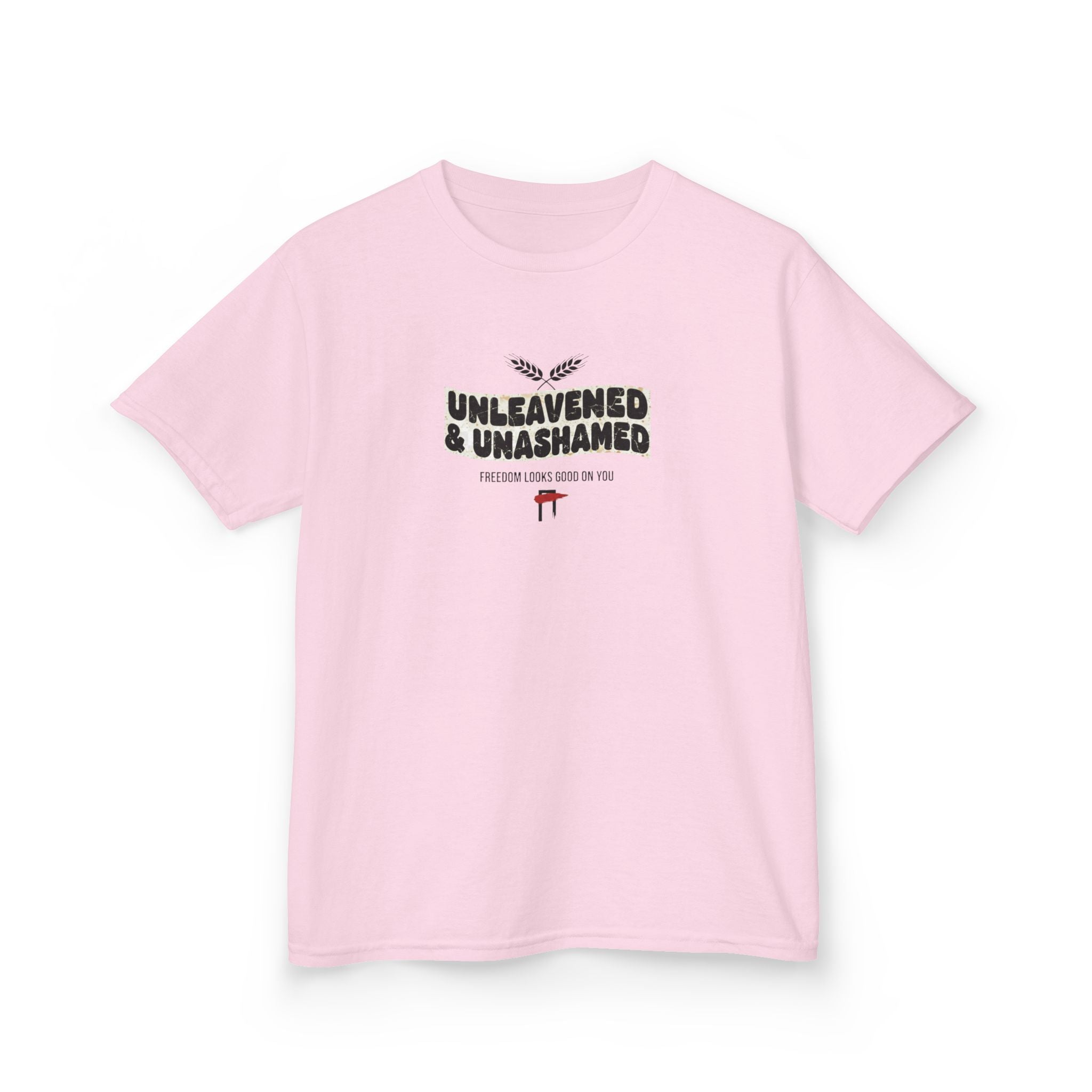 Kids T‑Shirt — "Unleavened & Unashamed" Funny Bible Easter Tee for Kids