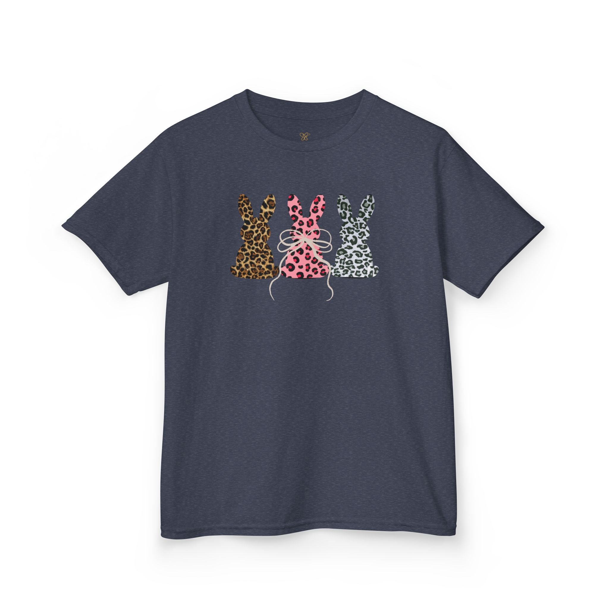 Kids Tee — Leopard Print Trio Bunny Easter Shirt