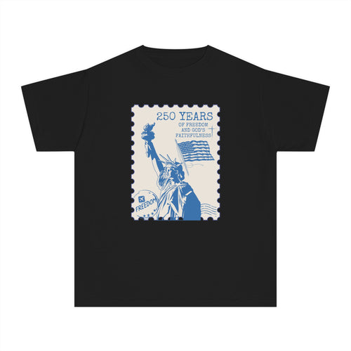 Youth Tee — Statue of Liberty 250 Years Stamp Graphic